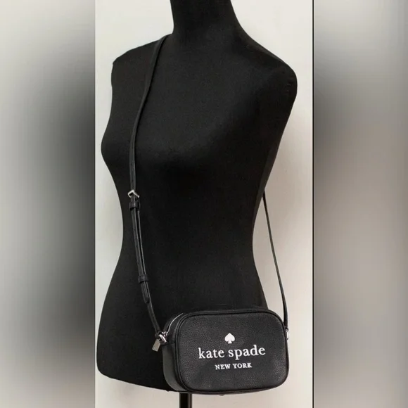 🌟HP🎉 Kate Spade Mini Glitter Logo Camera BagCrossbody Handbag in Black ♠️🖤
